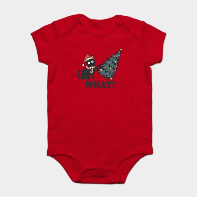 Cat Pushing Christmas Tree Baby Bodysuit by The WYLD Tribe